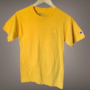 Yellow Embroidered Logo T-Shirt Mens Size S Champion Streetwear Y2K Casual Chill